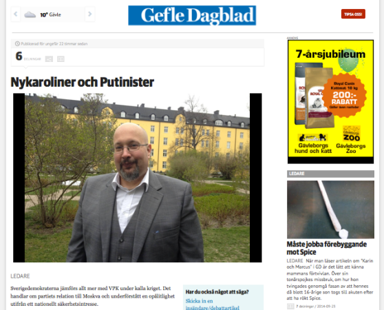 Klicka på bilden för att läsa hela texten hos Gefle Dagblad.